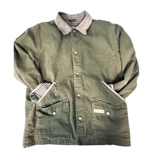 Vintage Columbia River Lodge Barn Chore Jacket Olive Green Flannel Lined Large
